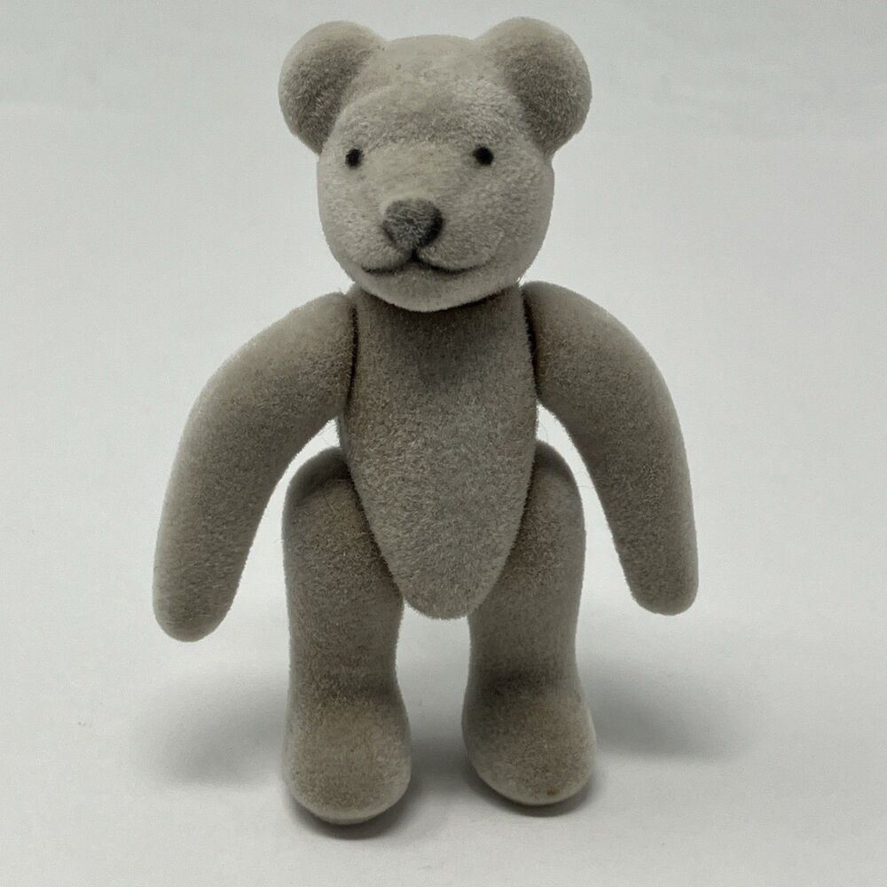 Cubbies Teddy Bear 1990s Flocked Posable Jointed Fuzzy Dollhouse Diorama Mini
